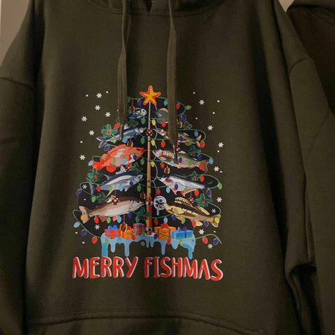 Adults Fishing Christmas Hoodie or sweatshirt