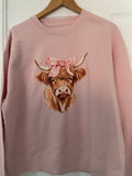 Highland Cow Ladies Two designs pink  Sweatshirts