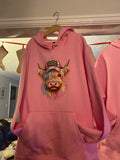 Country Girl Highland cow Pink adults Hoodies